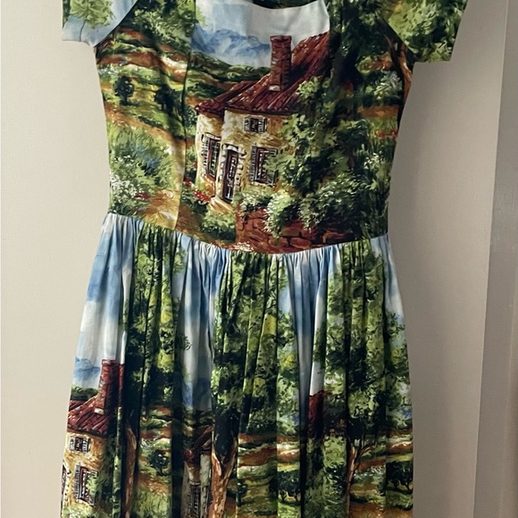 Vintage Bernie Dexter Cottage Country Print Dress Women's Size Medium - Picture 5 of 6